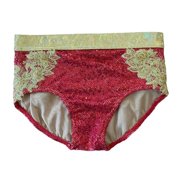 custom made adult xs/s jazz/musical theater dance costume red and gold - Picture 8 of 10